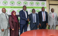 A file photo of IEBC Commissioners led by Chair Erastus Ethekon with Broadcasting PS Stephen Isaboke and MCK CEO David Omwoyo.